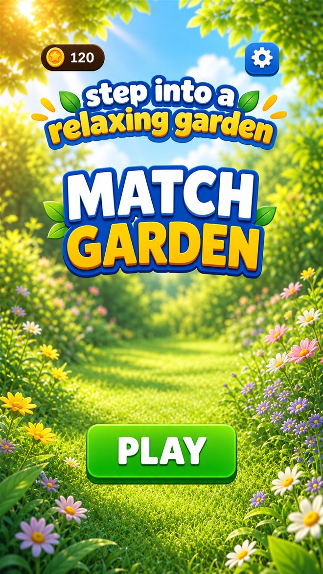 Match Garden home screen in a colorful flower garden