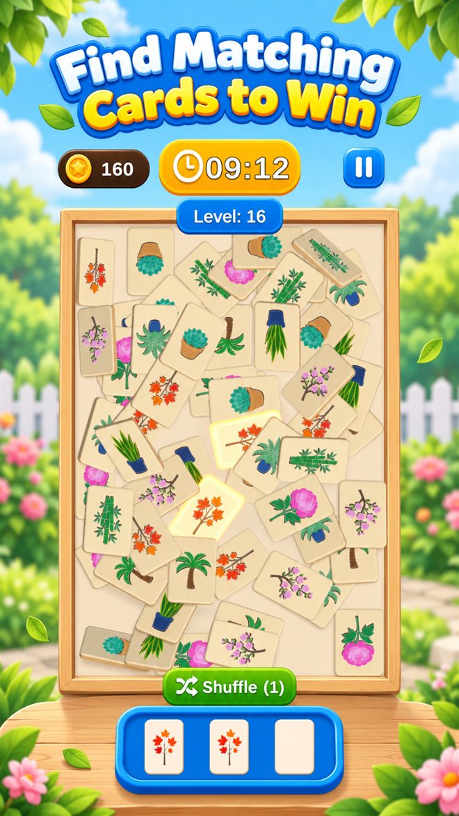 Two matching cards selected in Match Garden